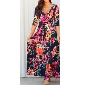 Kiki la rue 3/4 sleeve wrap Maxi dress